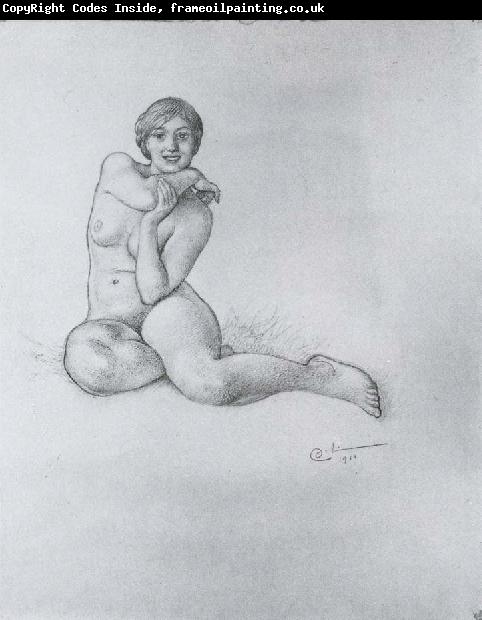 Carl Larsson Crouching Girl